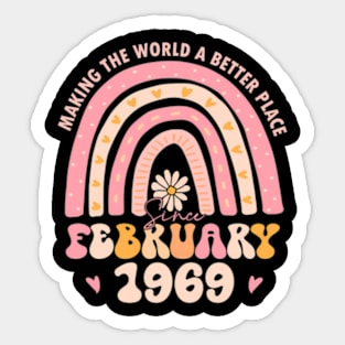 Turning 55 Retro February 1969 55Th Birthday For Women Sticker